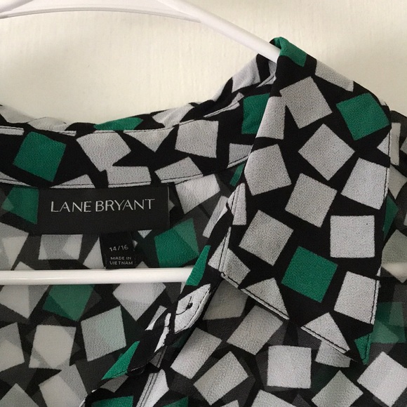 Lane Bryant sheer geometric button up - Picture 2 of 4
